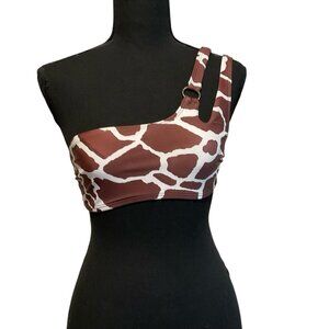 Giraffe Bikini Top Swimsuit Size XSmall Animal Print One Side Double Strap beach
